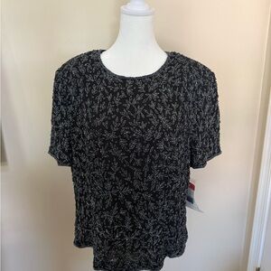 Adrianna Papell Black and Gray Floral Blouse